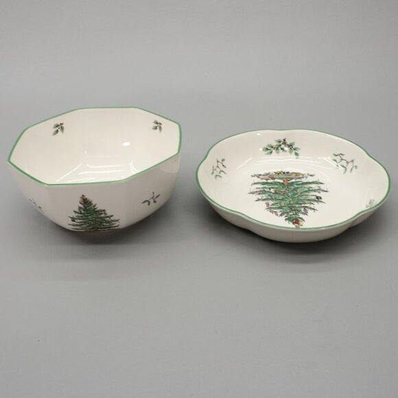 Spode 2 Serving Bowls Vegetable Salad Side Dishes Christmas Tree England - S3324 - Picture 10 of 12